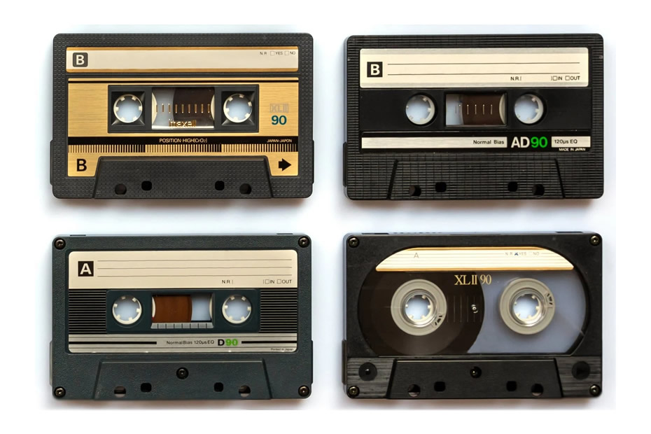 Cassette tapes from the 1970s and 1980s.