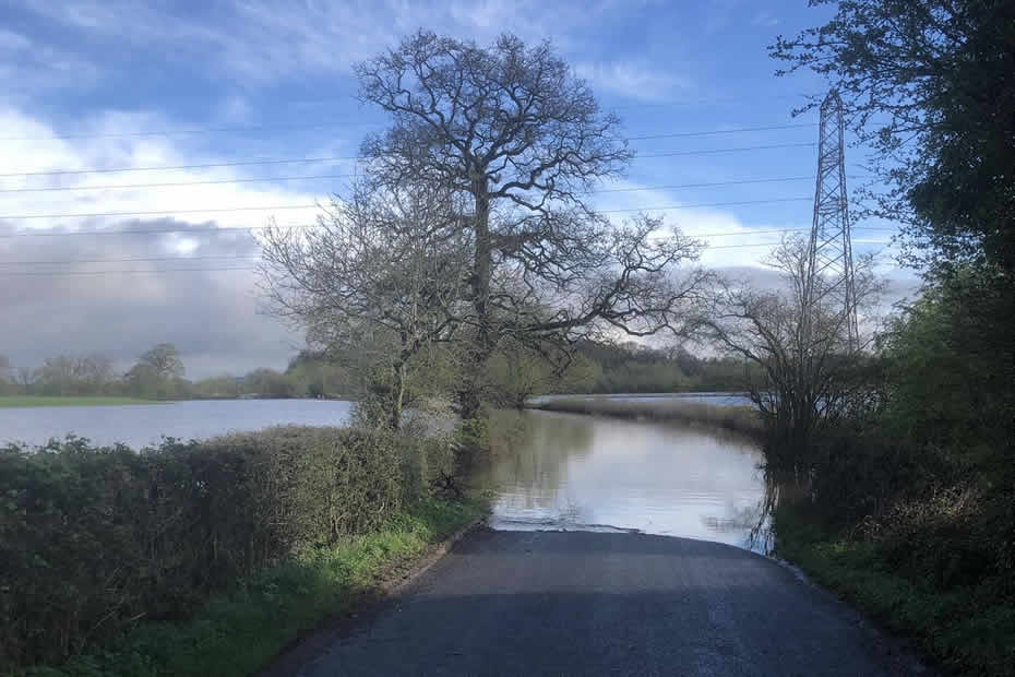 A flooded road